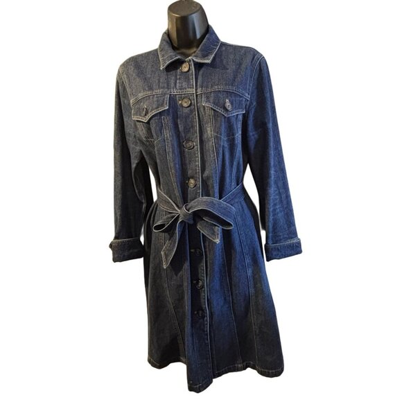 Vtg Jones New York Country Dark Wash Denim Dress 10928845, Size 6, Preppy Chic - Picture 1 of 5